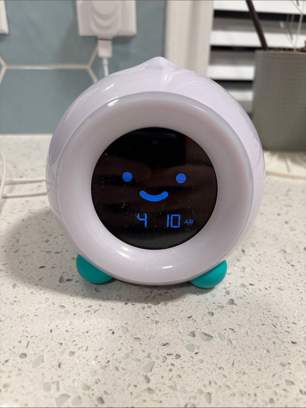 LittleHippo Digital Kids Alarm Clock - White with Teal Feet